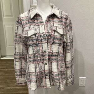 Preowned BB Dakota Cardigan Red,Black, & White Size Small (Item#J011)